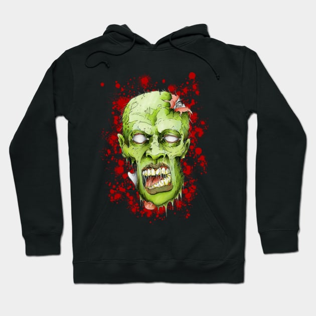 Zombie - Dislocated Jaw with Splatter Hoodie by Undead Souls Art and Design